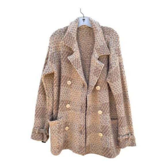 Free People Oversized Double Breasted Chunky Wool Cardigan/Coat Size Small - Picture 5 of 7